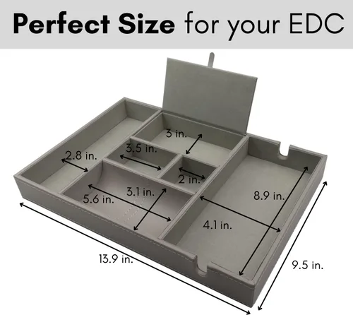 Vista 3 de duke trays Organizador de mesita de noche, bandeja de valet para hombres y mujeres, organizador de bandeja EDC, organizador de tocador, bandeja