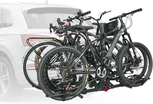Vista 14 de Young 100 libras. Estante de aluminio para bicicletas y bicicletas eléctricas, se adapta a automóviles, SUV, furgonetas, caravanas y remolques