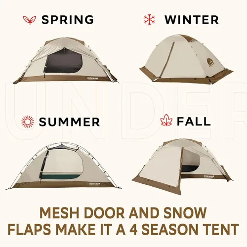 Vista 2 de Carpa para 1/2 personas para mochilero para 4 estaciones - Tienda de campaña impermeable para invierno para una persona, equipo de camping ligero