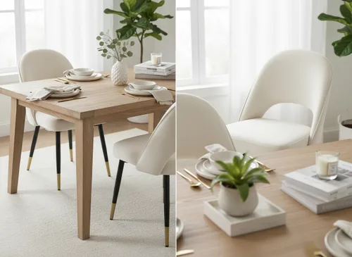 Vista 8 de LukeAlon Juego de 2 sillas de comedor clásicas de terciopelo, sillas de cocina tapizadas con respaldo abierto con patas de metal, sillas laterales