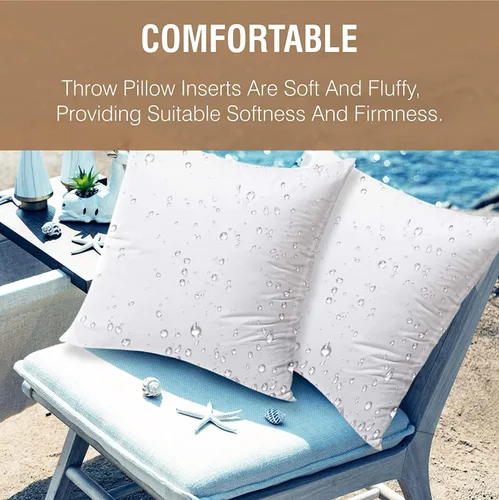 Vista 3 de ACCENTHOME Insertos de almohada para exteriores de 18 x 18 pulgadas (paquete de 4) fundas hipoalergénicas impermeables Inserto de almohadas