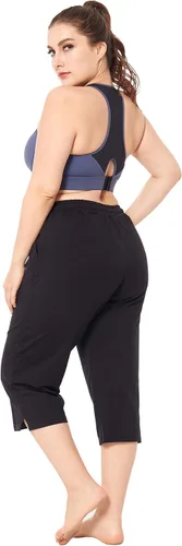 Vista 5 de ZERDOCEAN Pantalones cortos de yoga para mujer, talla grande, para interiores, con bolsillos y cordón