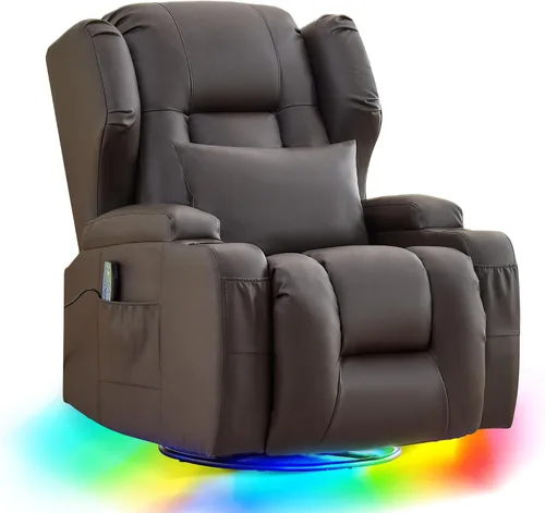 Vista 10 de URRED Silla reclinable giratoria eléctrica con masaje y calor, juego de 1 Negro