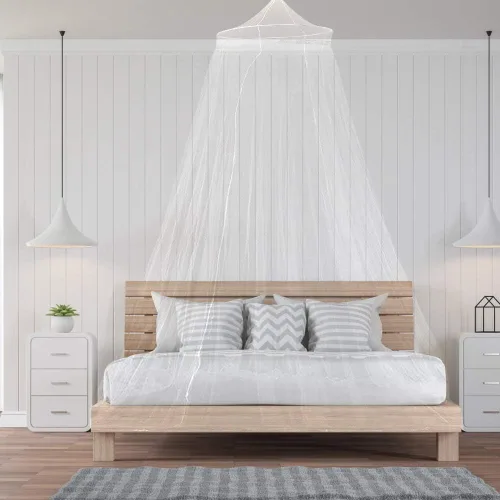 Vista 2 de Toldo de cama para niños, red de cama transpirable (blanco)