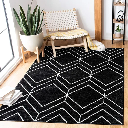 Vista 67 de SAFAVIEH Adirondack Collection - Alfombra decorativa, 2 x 3 pies, color negro y marfil, diseño geométrico moderno, no desprende pelusa y de fácil