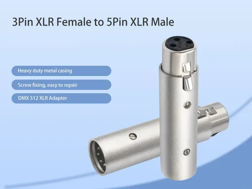 Vista 6 de XLR - Adaptador hembra de 3 pines a macho de 5 pines, divisor de señal DMX/audio, cable blindado doble con terminales chapados en plata para 3Pin F