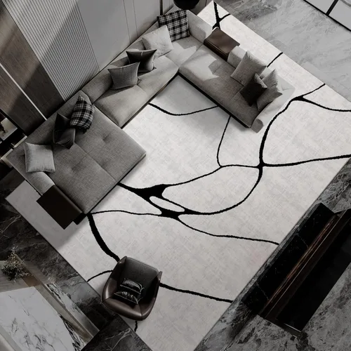 Vista 17 de YIHOUSE Alfombra lavable de 5 x 7 pies, moderna abstracta en blanco y negro, antideslizante, para dormitorio, oficina en casa (abstracto, 5 x 7 pies)