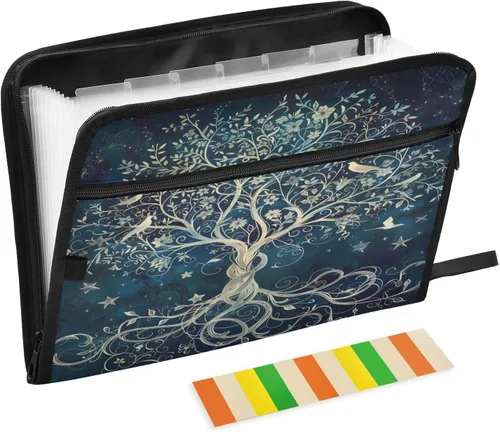 Vista 18 de Carpeta de archivos expandible repelente al agua de mármol azul con 13 bolsillos, organizador de acordeón con bolsillo frontal con cremallera