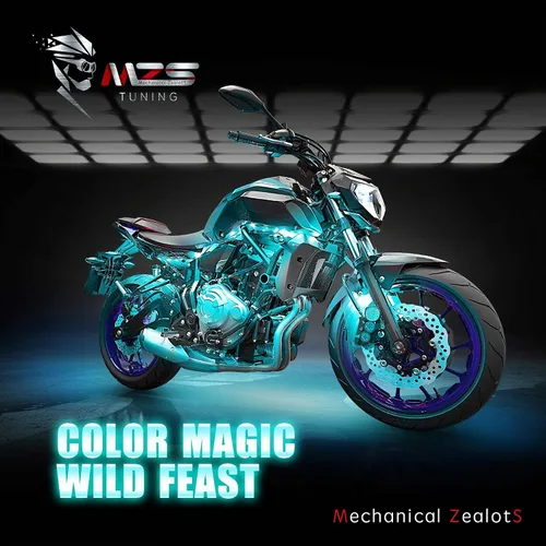 Vista 4 de MZS - Juego de 8 piezas de luces LED para motocicleta, tiras de neón RGB multicolor, kit de iluminación inferior LED compatible con ATV, UTV