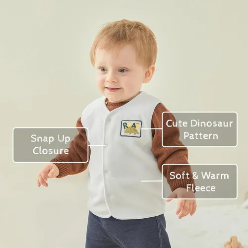 Vista 2 de pureborn Chaleco reversible para bebé, chaqueta sin mangas, para primavera, invierno, chaleco para niños