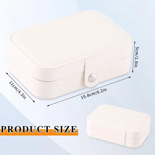 Vista 2 de Joyero de viaje, organizador de joyas pequeño de piel sintética para mujeres y niñas, mini estuche de viaje portátil de doble capa para guardar