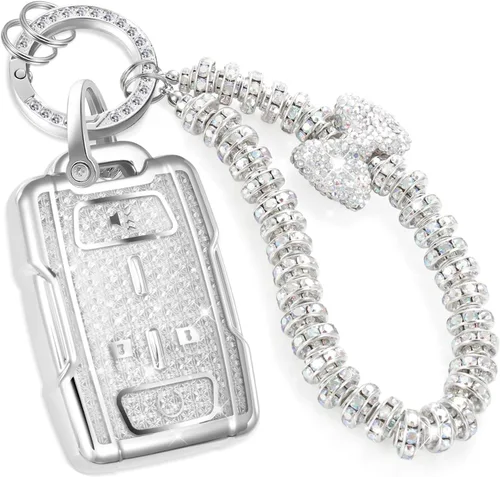 Vista 42 de para llavero de Cadillac con funda de TPU con superficie granulada y cuerda trenzada metálica, funda de llavero mejorada para 2020 en adelante CT4