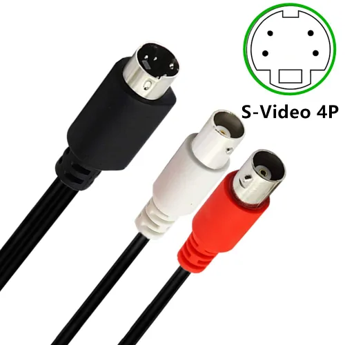Vista 3 de S-Video - Cable divisor de 4 pines a BNC, mini DIN de 4 pines S-Video macho a doble BNC hembra conector divisor en Y (9.8 in/10 pulgadas)
