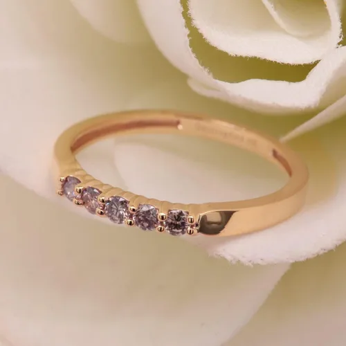 Vista 43 de Dazzlingrock Collection Anillo de boda redondo de 5 piedras preciosas o diamantes para mujer en oro macizo de 10 K/14 K/18 K