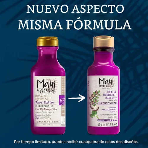 Vista 4 de Maui Moisture Heal & Hydrate + Shea Butter - Champú para reparar e hidratar profundamente el cabello rígido y rizado con aceites de coco y macademia.