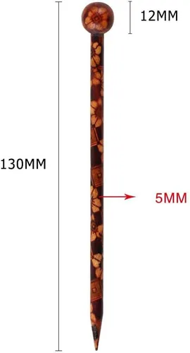 Vista 3 de 6 palillos de madera para el cabello, palillos japoneses para el cabello para mujer, hechos a mano, 5.1 in