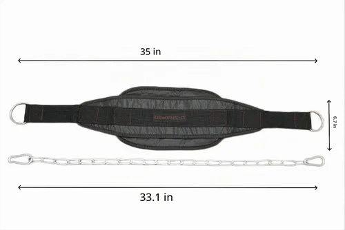 Vista 2 de Cinturón de levantamiento de pesas con cadena: el cinturón de dominadas con peso cuenta con un diseño de cadena resistente para proporcionar soporte