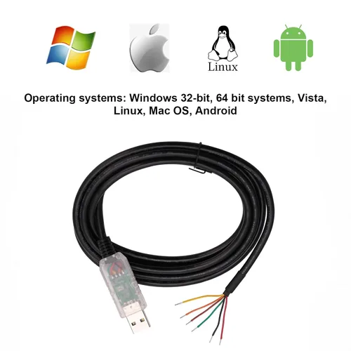 Vista 5 de FT232 USB to RS485 Serial Cable 6ft, WE Wire End, Clear Shell