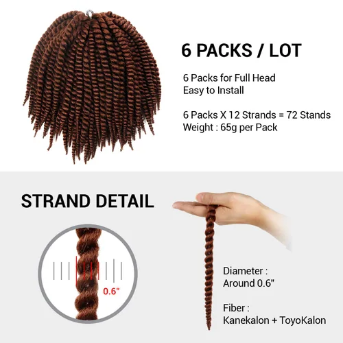 Vista 2 de Trenzas de ganchillo de pelo sintético auténtico doble Jumbo Senegalese Twist 12" (30) [AU-THEN-TIC Senegalese Twist] (12") - Natural Texture &