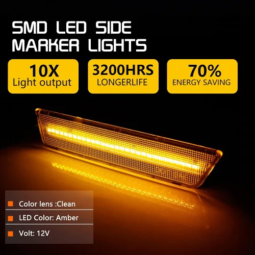 Vista 3 de juego completo de luces led amber transparentes compatibles con 2008 2009 2010 2011 2012 2013 2014 Dodge Challenger R/T Classic Rallye Redline SRT8