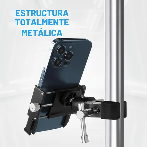 Vista 2 de Soporte de teléfono con abrazadera para carrito de golf, soporte universal de metal para manubrio, abrazadera de montaje para golf, cochecito