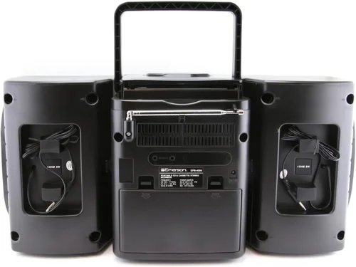 Vista 3 de Emerson Reproductor de CD portátil Boombox con reproductor de cassette, grabadora de cinta, radio AM/FM, entrada AUX, altavoces desmontables