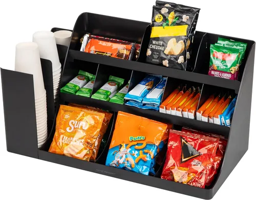 Vista 5 de Mind Reader "Pioneer breakroom Organizador 11 Compartimiento condimento Soporte, color negro, 14 compartimentos - extra grande, Negro