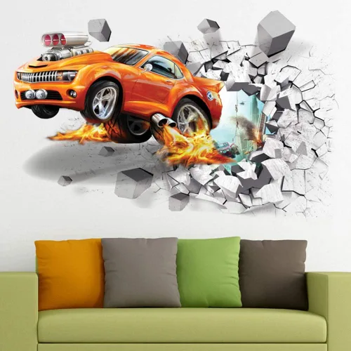 Vista 3 de Supzone Calcomanías 3D para automóvil, calcomanías de pared rota autoadhesivas, vinilo extraíble, arte de automóvil para niños, calcomanías de coche