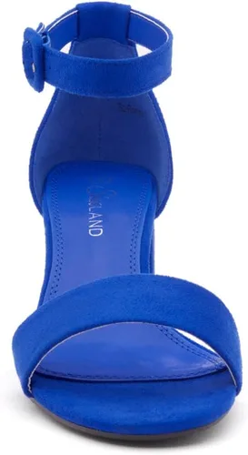 Vista 2 de Shoe Land SL-Romina - Sandalias de tacón bajo para mujer, puntera abierta, correa en el tobillo, tacón grueso, zapatos de tacón de tacón grueso