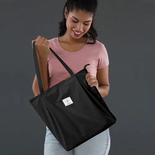 Vista 9 de KALIDI - Bolsa de pana para mujer, con cremallera, casual, de gran capacidad, con bolsillos