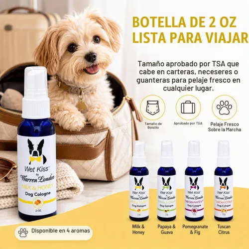 Vista 2 de Warren London Wet Kiss Milk & Honey - Aerosol de colonia para perros, 2 onzas