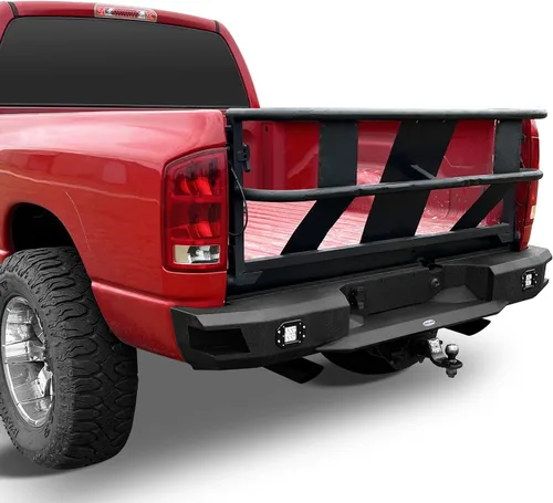 Vista 4 de u-Box Ram 2500 3500 parachoques delantero + parachoques trasero con soporte de montaje de placa de licencia y luces LED compatibles con Dodge Ram