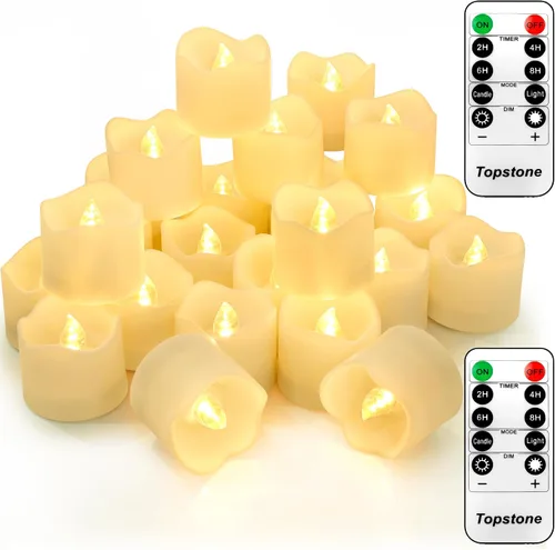 Vista 10 de Topstone Velas electrónicas LED sin llama que cambian de color con control remoto, 7 colores de rotación automática, funcionan con pilas, más de 400