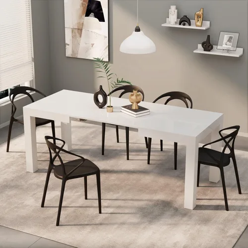 Vista 16 de Mobili Fiver, mesa extensible First, fresno negro, fabricada en Italia