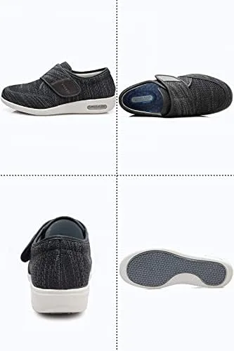 Vista 5 de youyun Zapatos para diabéticos para hombres mayores, anchos para hombres, zapatos para caminar, zapatos de cierre ajustable, transpirables, ligeros