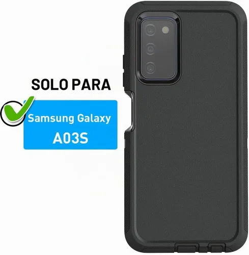 Vista 2 de AICase Funda para Galaxy A03S, resistente protección contra caídas, cuerpo completo, resistente a prueba de golpes y polvo, 3 capas, protección Negro