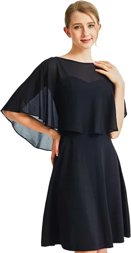 Vista 3 de Ciormis Chiffon Capelet Women's Soft Shawls and Wraps for Evening Dresses, Wedding Formal Dress Shawl Cape Cover up