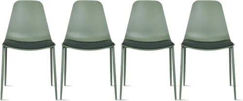 Vista 14 de 2xhome Silla moderna de cocina y comedor Cojín acolchado de tela Patas de metal y asiento de plástico sin brazos Oficina Interior Patio Café