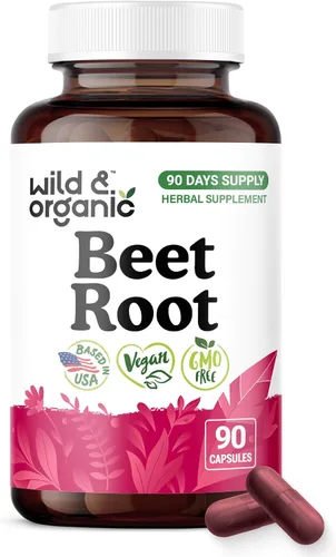 Vista 9 de Wild & Organic Cápsulas de raíz de remolacha de 8000 mg - Extracto de remolacha 20:1 - 120 cápsulas veganas - Extracto de pimienta negra para una