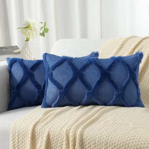 Vista 59 de decorUhome - Juego de 2 fundas de cojín decorativas para primavera de 16 x 16 pulgadas, fundas de almohada afelpadas de lana y piel sintética suave