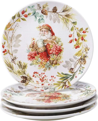 Vista 2 de Christmas Story - Juego de vajilla de 16 piezas, servicio para 4 con platos, cuencos y tazas de Papá Noel, juego de cerámica vintage con arte