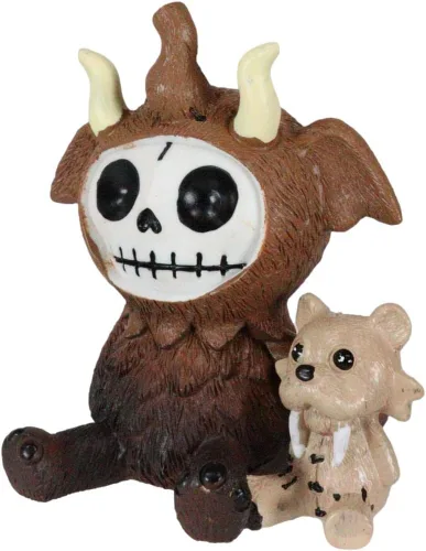 Vista 6 de Ebros Gift Furry Bones Warren, el mamut lanudo con diente de sable, esqueleto de tigre coleccionable, esqueletos, monstruo, Halloween, osario
