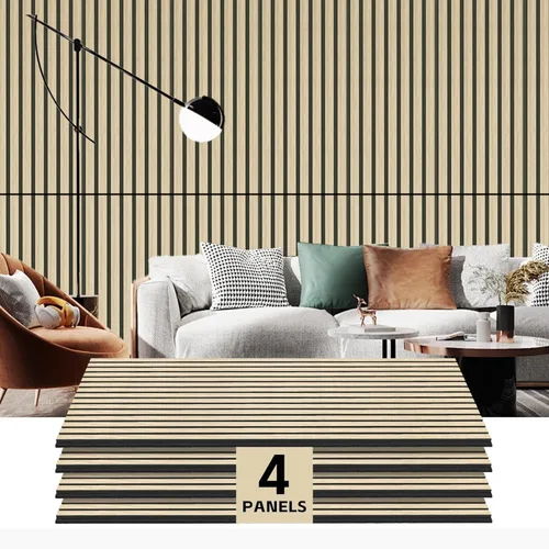 Vista 10 de RITOLLO Paneles de madera para pared de 4.92 x 7.68 pulgadas, paneles acústicos para decoración de pared interior, panel de pared de listones