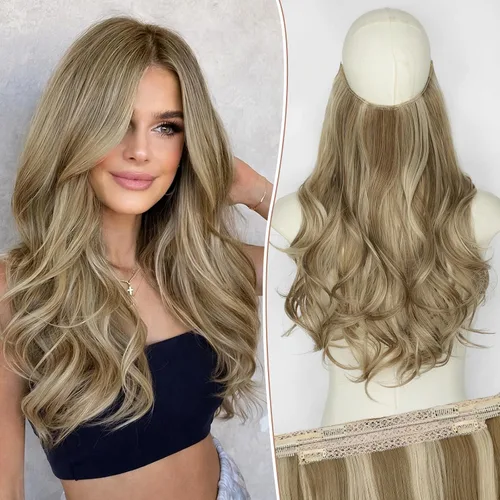 Vista 63 de KooKaStyle Extensiones de Cabello con Alambre Invisible, Largas, Lacias, en Capas, Sintéticas con Alambre Transparente, Tamaño Ajustable, 6 Clips