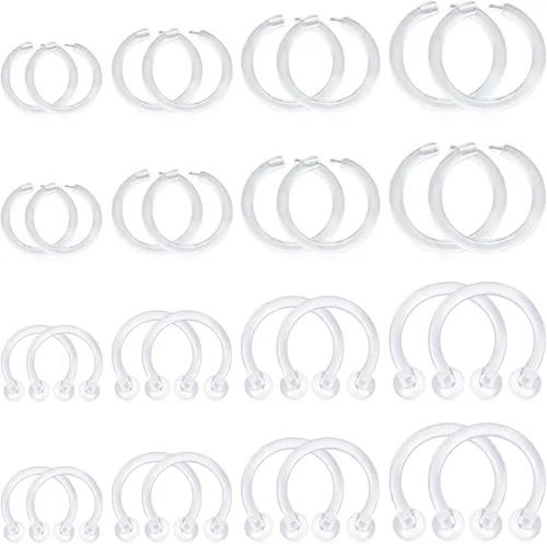 Vista 37 de D.Bella Retenedores de piercing transparentes de 16G para cartílago flexible para hélix, daith, rook, tragus, retenedor de aretes Bioflex, nariz