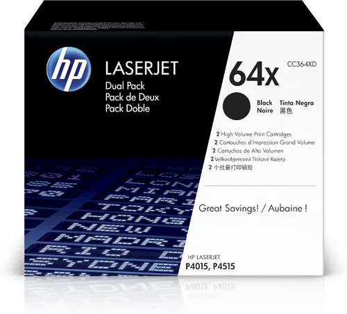 Vista 10 de HP Cartucho de tóner negro de alto rendimiento 64X Funciona con LaserJet P4015, Serie P4515 CC364X