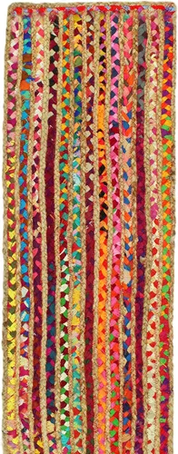 Vista 4 de COTTON CRAFT Camino de mesa de yute Chindi – Mesita reversible trenzada tejida a mano – Verano Otoño Cosecha Vacaciones Festivas Fiesta Boho Rural