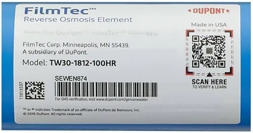 Vista 2 de Dow FilmTec, Membrana de rechazo TW30-1812-100HR 100 GPD TFC de alta para el sistema de ósmosis inversa (RO) de debajo del fregadero