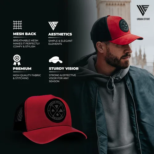 Vista 70 de Urban Effort Gorra trasera de malla, para hombres y mujeres, gorra de béisbol de 5 paneles, gran cierre a presión para caza y senderismo