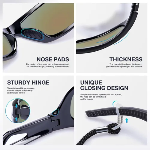 Vista 4 de RIVBOS Polarized Sports Sunglasses Driving Sun Glasses Shades for Men Women Tr90 Frame for Cycling Fishing Running RB831